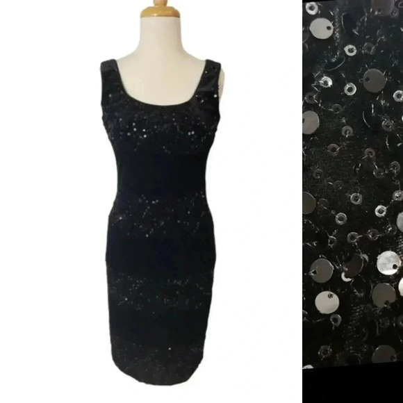 {Joseph Ribkoff} Black Cocktail Black Tie Elegant Velvet Sequins Dress - Picture 1 of 16